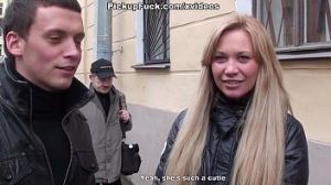 Русский пикап на улице за деньги со студенткой